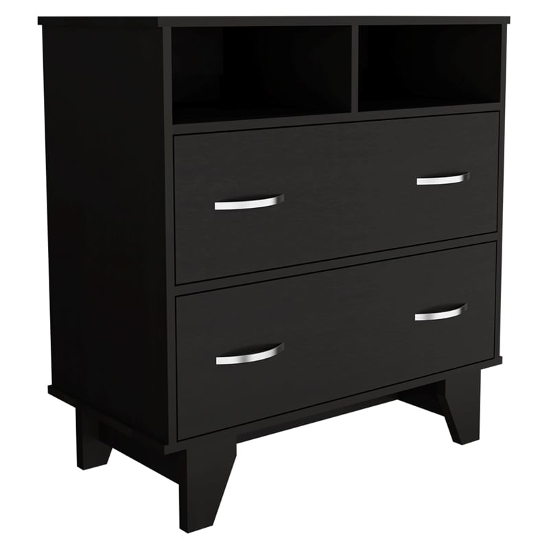TUHOME Portanova Two Drawer Dresser - Black  Engineered Wood