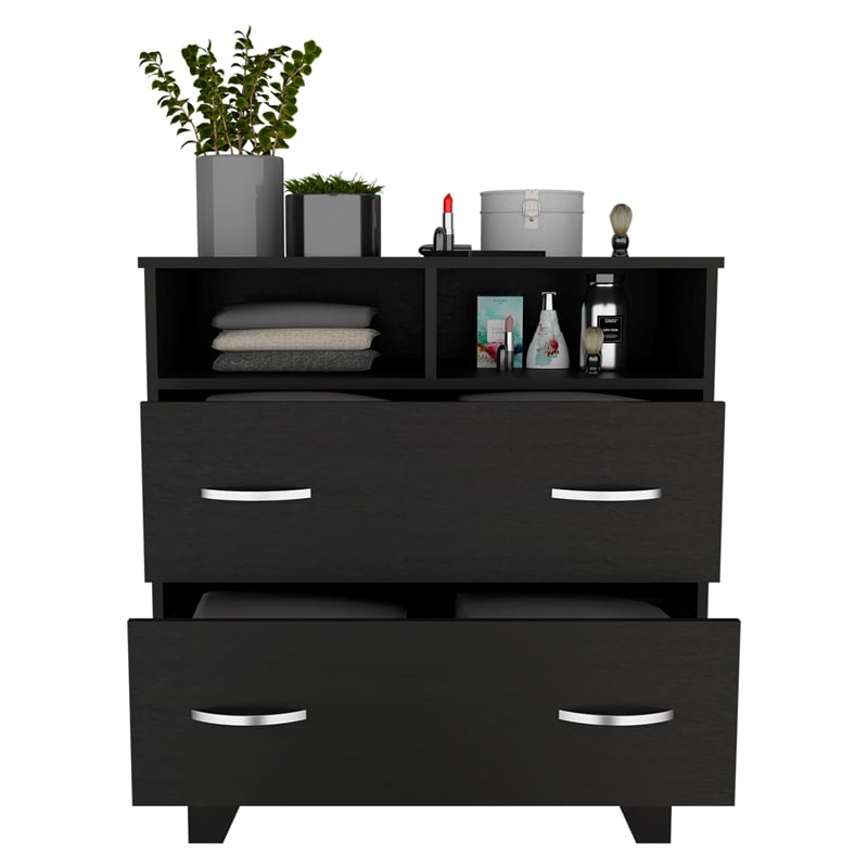 TUHOME Portanova Two Drawer Dresser - Black  Engineered Wood