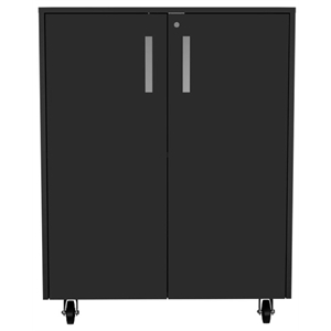 tuhome storage cabinet with four casters - black engineered wood - for office