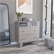 TUHOME Portanova Two Drawer Dresser - Light Gray Engineered Wood