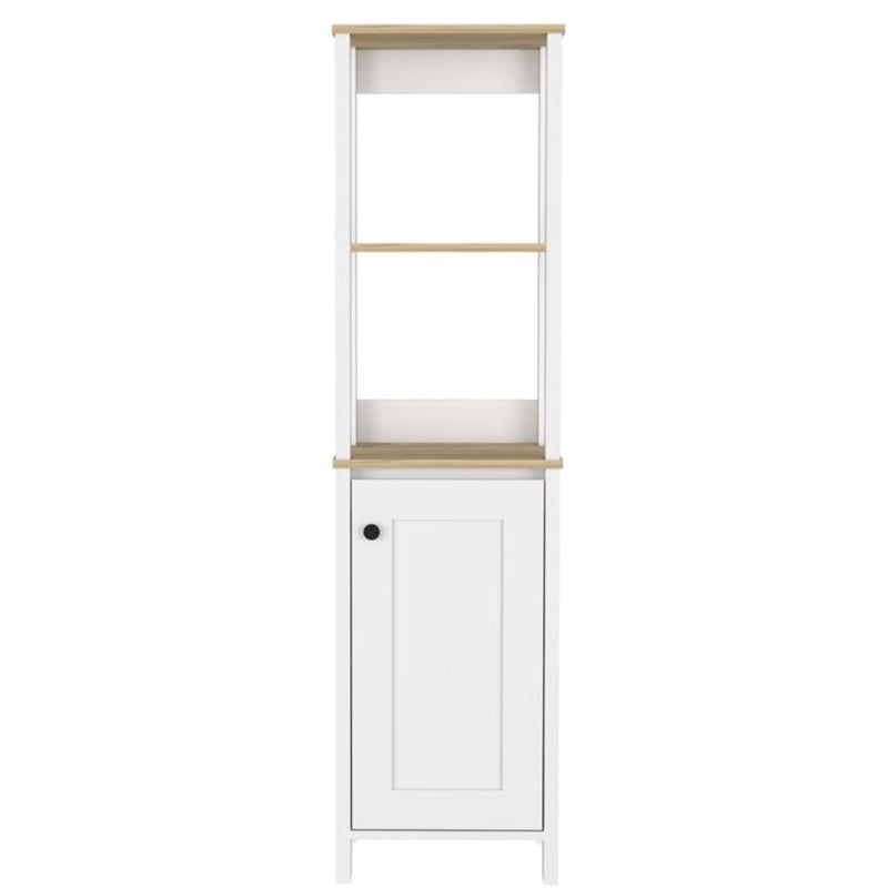 TUHOME St. Clair Linen Cabinet - Light Oak+White Engineered Wood