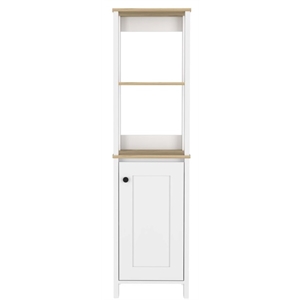 tuhome st. clair linen cabinet - light oak+white engineered wood
