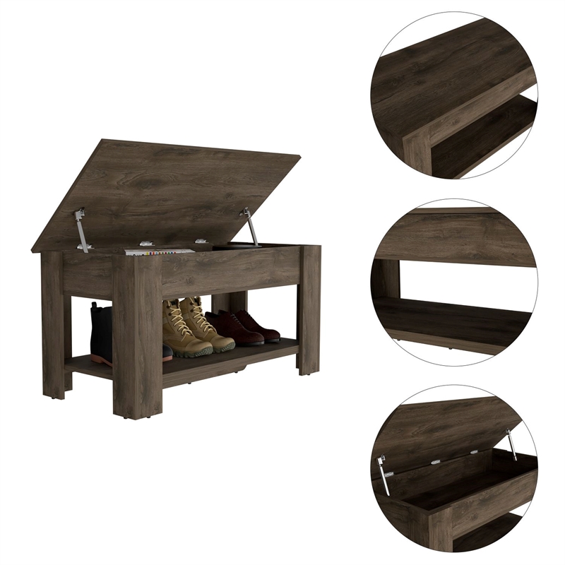 TUHOME Austin Storage Table Engineered Wood Entryway Benches in  Brown
