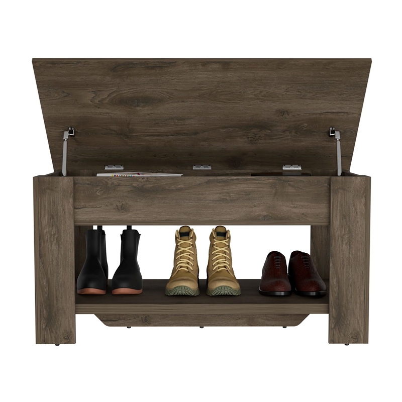 TUHOME Austin Storage Table Engineered Wood Entryway Benches in  Brown