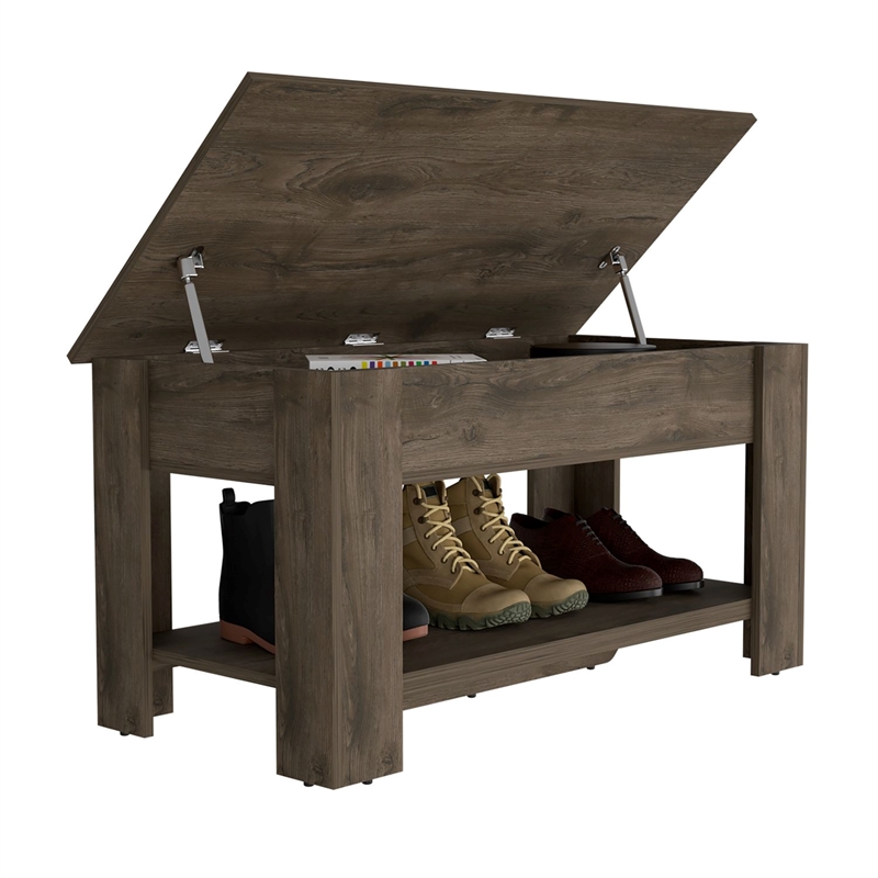 TUHOME Austin Storage Table Engineered Wood Entryway Benches in  Brown