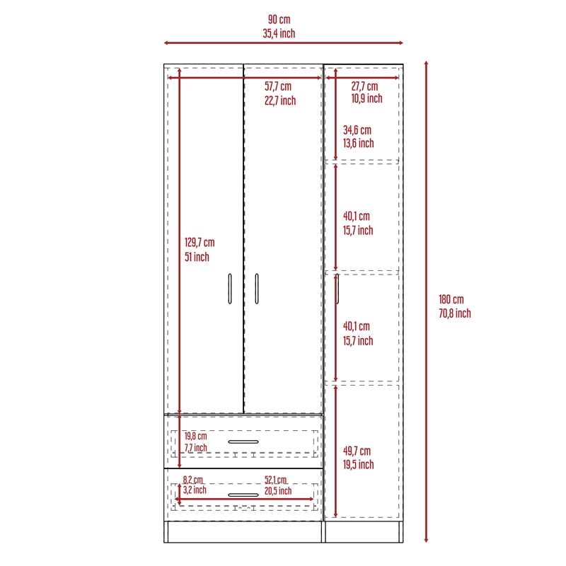 TUHOME Austral 3 Doors Armoire Engineered Wood Armoires in  Beige
