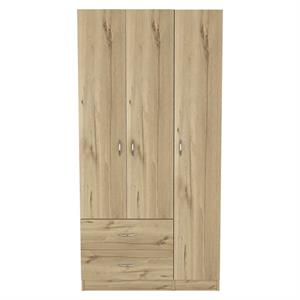 tuhome austral 3 doors armoire-lightoak/black engineered wood