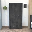 TUHOME Austral 3 Doors Armoire Engineered Wood Armoires in  Gray