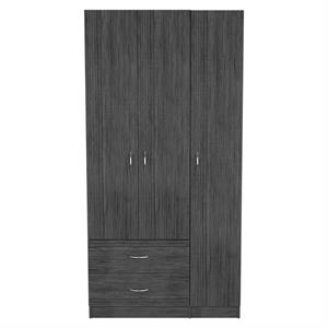 tuhome austral 3 doors armoire-smoky oak/white engineered wood
