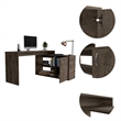 TUHOME Axis L-Shaped Desk Engineered Wood Desks in  Brown