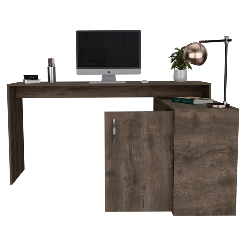 TUHOME Axis L-Shaped Desk Engineered Wood Desks in  Brown