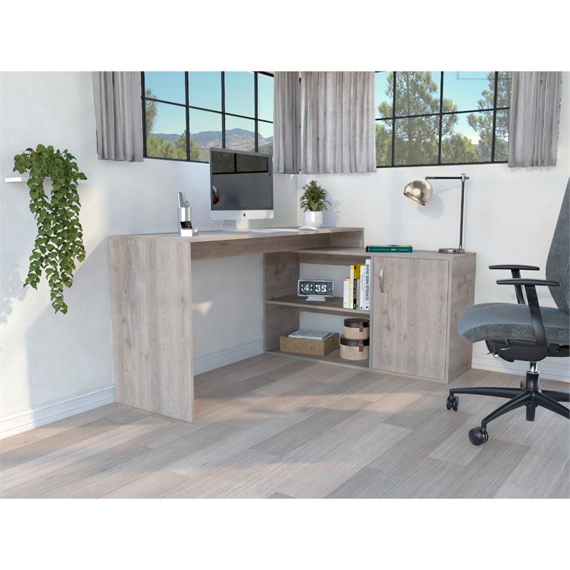 TUHOME Axis L-Shaped Desk Engineered Wood Desks in  Gray