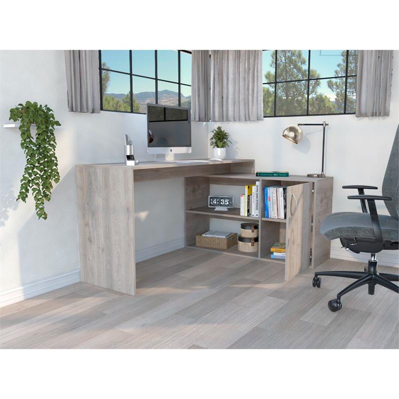 TUHOME Axis L-Shaped Desk Engineered Wood Desks in  Gray