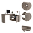TUHOME Axis L-Shaped Desk Engineered Wood Desks in  Gray