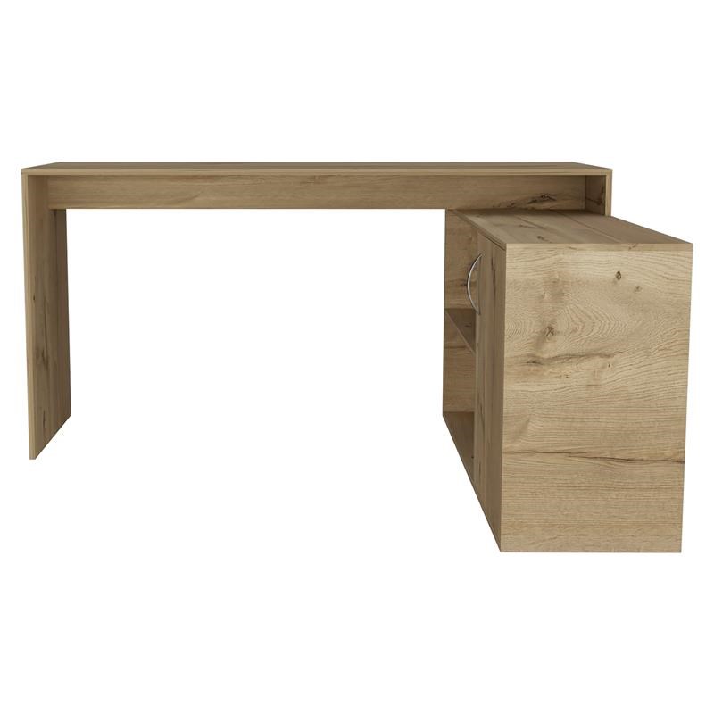 TUHOME Axis L-Shaped Desk Engineered Wood Desks in  Beige