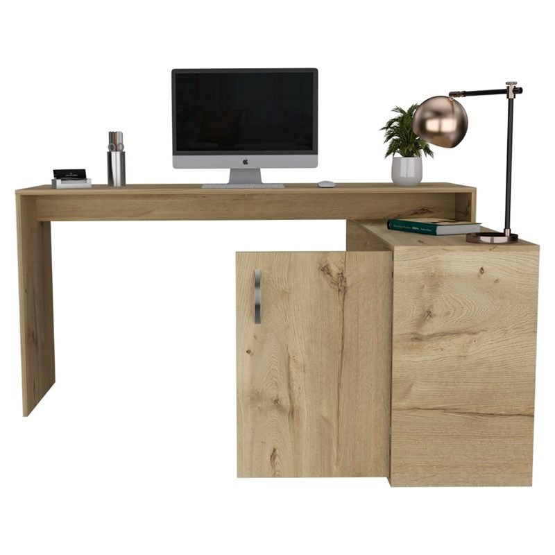 TUHOME Axis L-Shaped Desk Engineered Wood Desks in  Beige