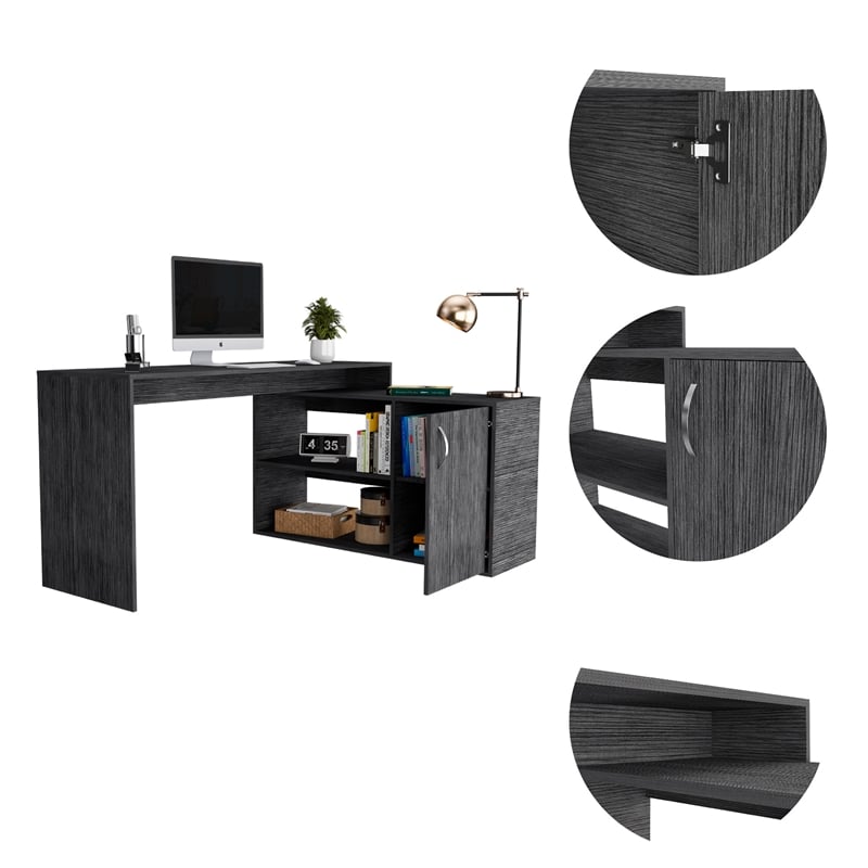 TUHOME Axis L-Shaped Desk Engineered Wood Desks in  Gray