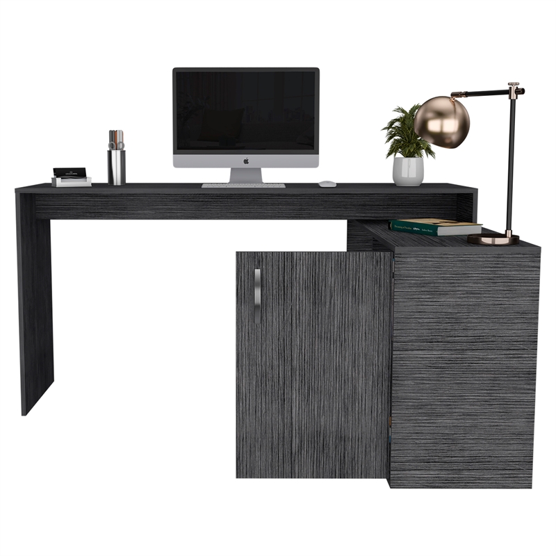 TUHOME Axis L-Shaped Desk Engineered Wood Desks in  Gray
