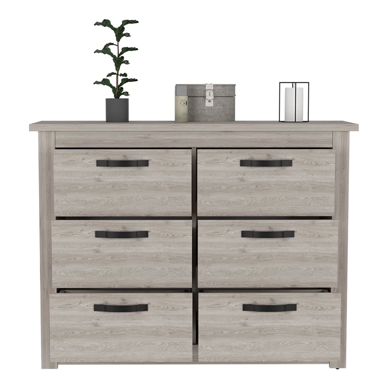 TUHOME Becca 6 Drawer Double Dresser  Engineered Wood Dressers in  Gray