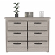 TUHOME Becca 6 Drawer Double Dresser  Engineered Wood Dressers in  Gray