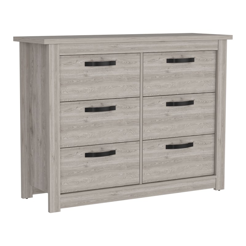 TUHOME Becca 6 Drawer Double Dresser  Engineered Wood Dressers in  Gray