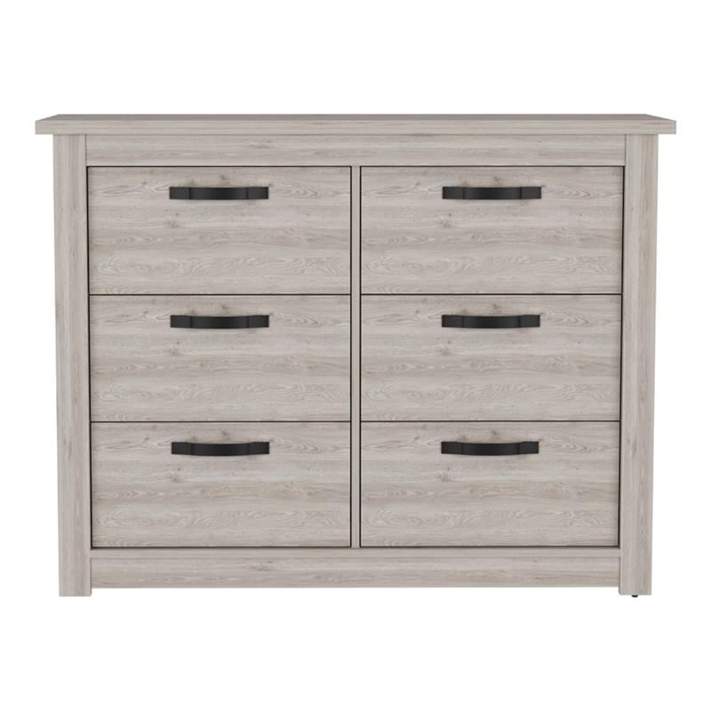 TUHOME Becca 6 Drawer Double Dresser  Engineered Wood Dressers in  Gray