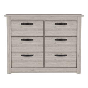 TUHOME Becca 6 Drawer Double Dresser  Engineered Wood Dressers in  Gray