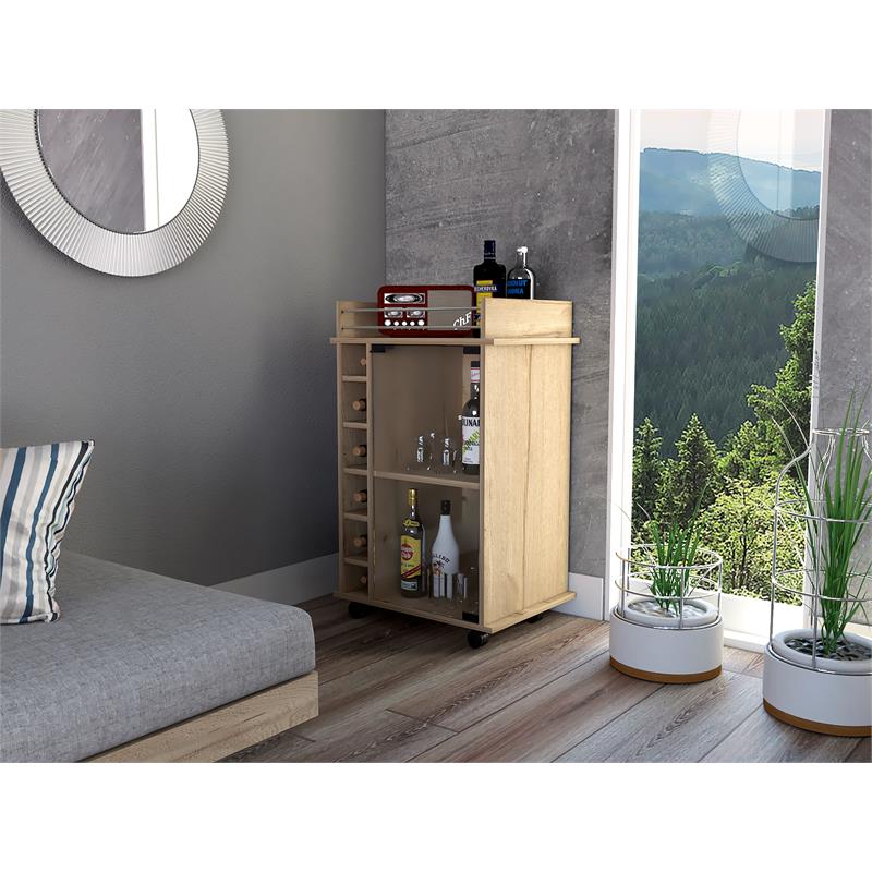 TUHOME Dukat Bar Cart  Engineered Wood Bar Carts in  Beige