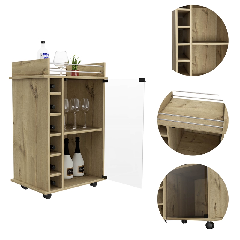 TUHOME Dukat Bar Cart  Engineered Wood Bar Carts in  Beige