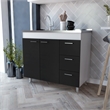 TUHOME Ferretti Base Cabinet - Color White+Black Engineered Wood