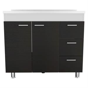 TUHOME Ferretti Base Cabinet - White+Black Engineered Wood