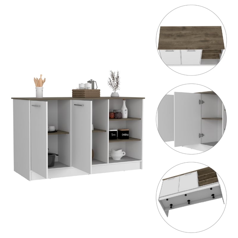 TUHOME Ginger Kitchen Island Engineered Wood Kitchen Islands in  Multi-color