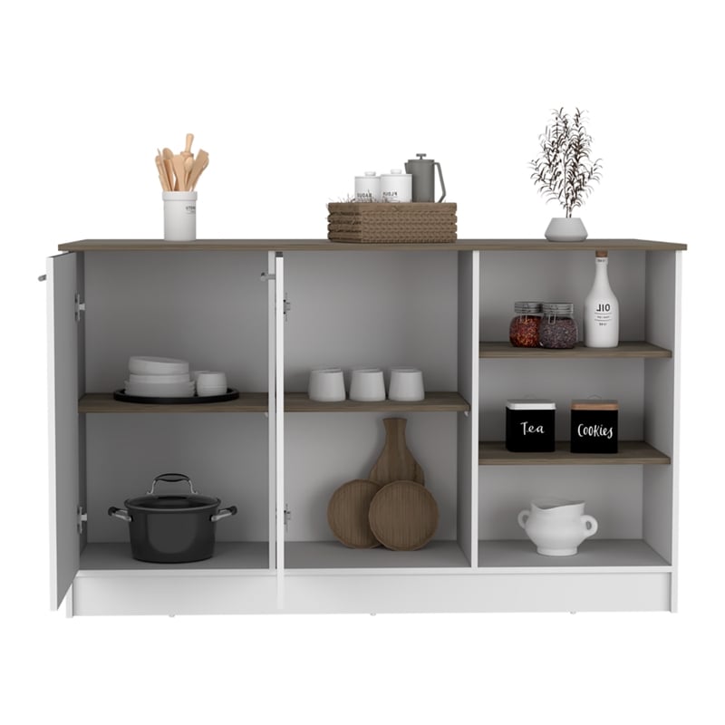 TUHOME Ginger Kitchen Island Engineered Wood Kitchen Islands in  Multi-color