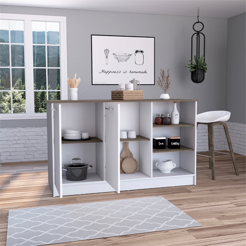 TUHOME Ginger Kitchen Island Engineered Wood Kitchen Islands in  Multi-color
