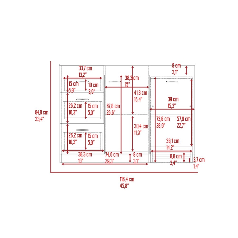 TUHOME Grecia Kitchen Base Cabinet  Engineered Wood  in  Multi-color