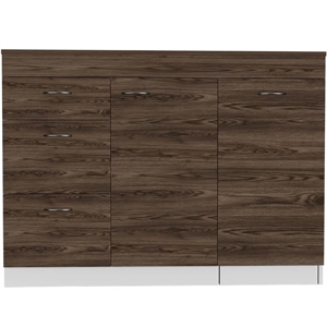tuhome grecia kitchen base cabinet - dark brown / white engineered wood