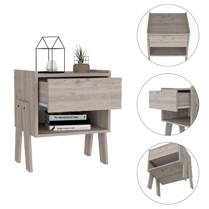 TUHOME Joy Nightstand  Engineered Wood Nightstands in  Gray