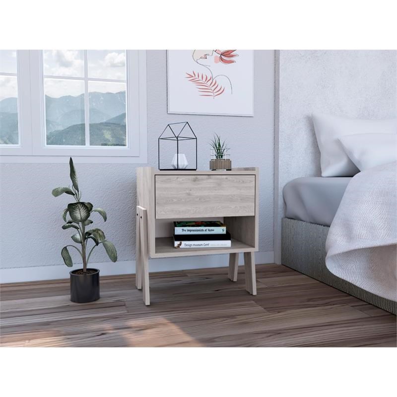 TUHOME Joy Nightstand  Engineered Wood Nightstands in  Gray