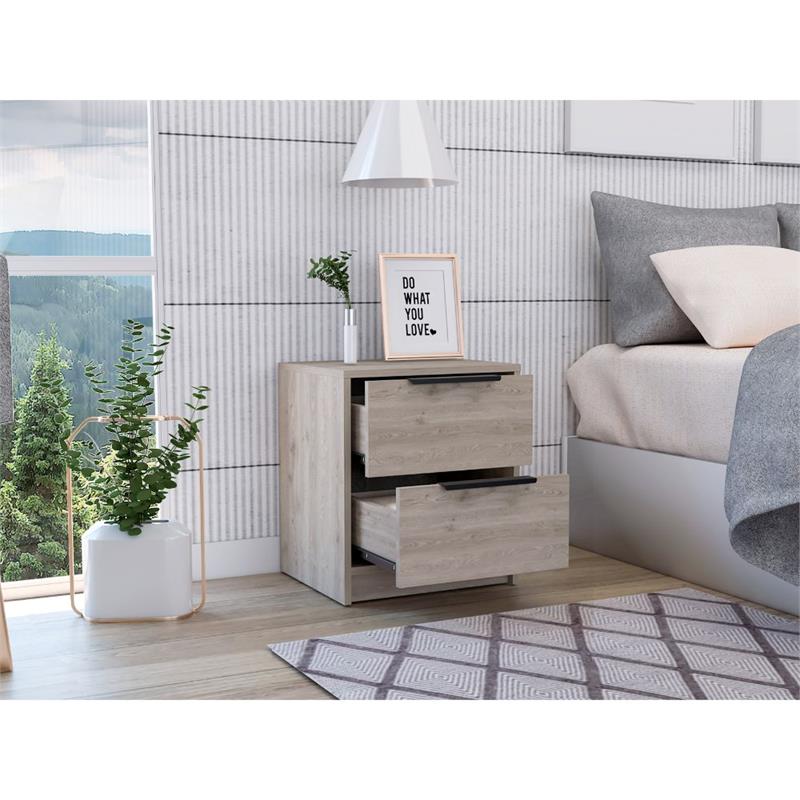 TUHOME Kaia Nightstand  Engineered Wood Nightstands in  Gray