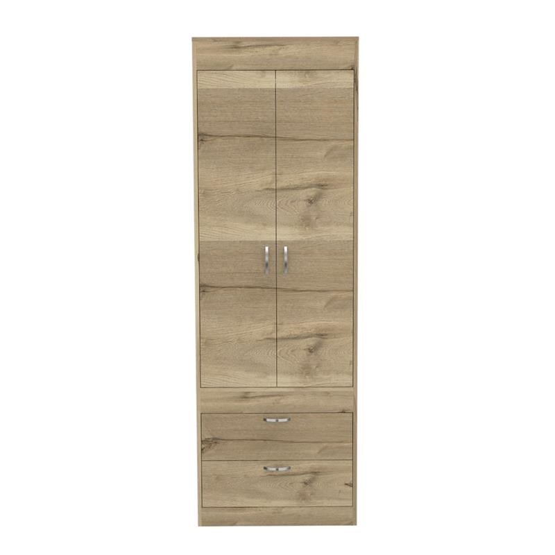 Tuhome Furniture Lisboa Engineered Wood Bedroom Armoire in Light Oak/Black