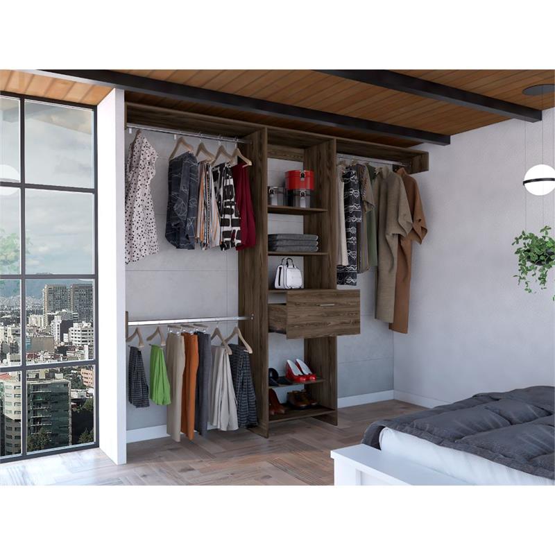 TUHOME Manchester 250 Closet System - Dark Walnut Engineered Wood