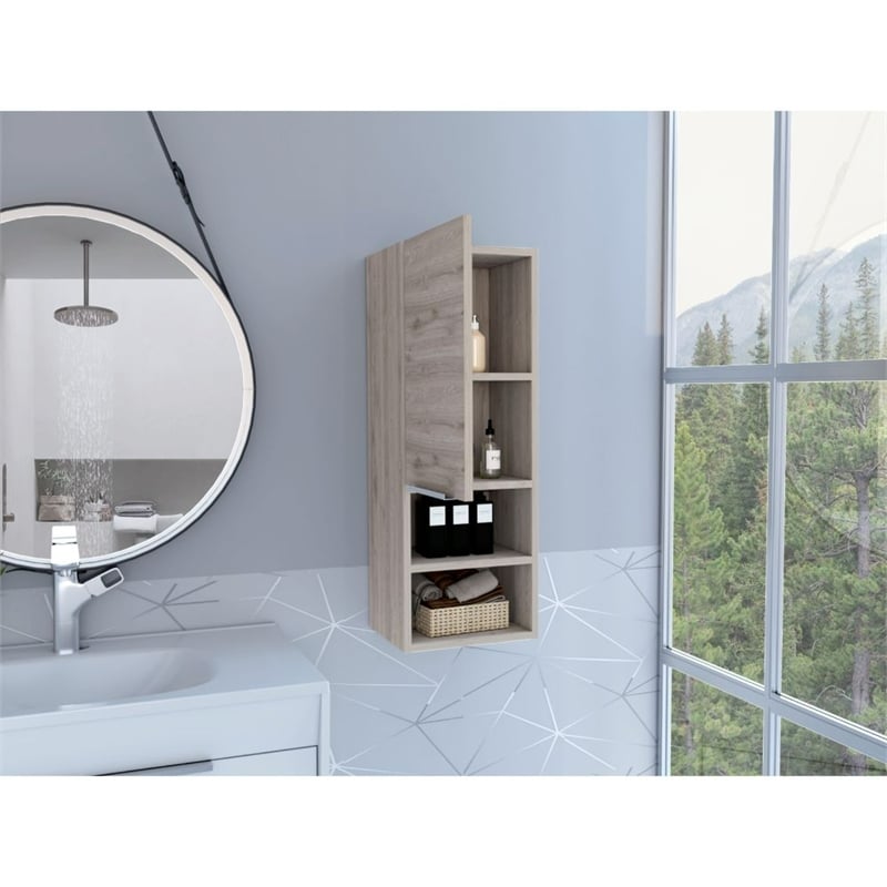 TUHOME Mila Bathroom Cabinet - Light Gray - Material Engineered Wood