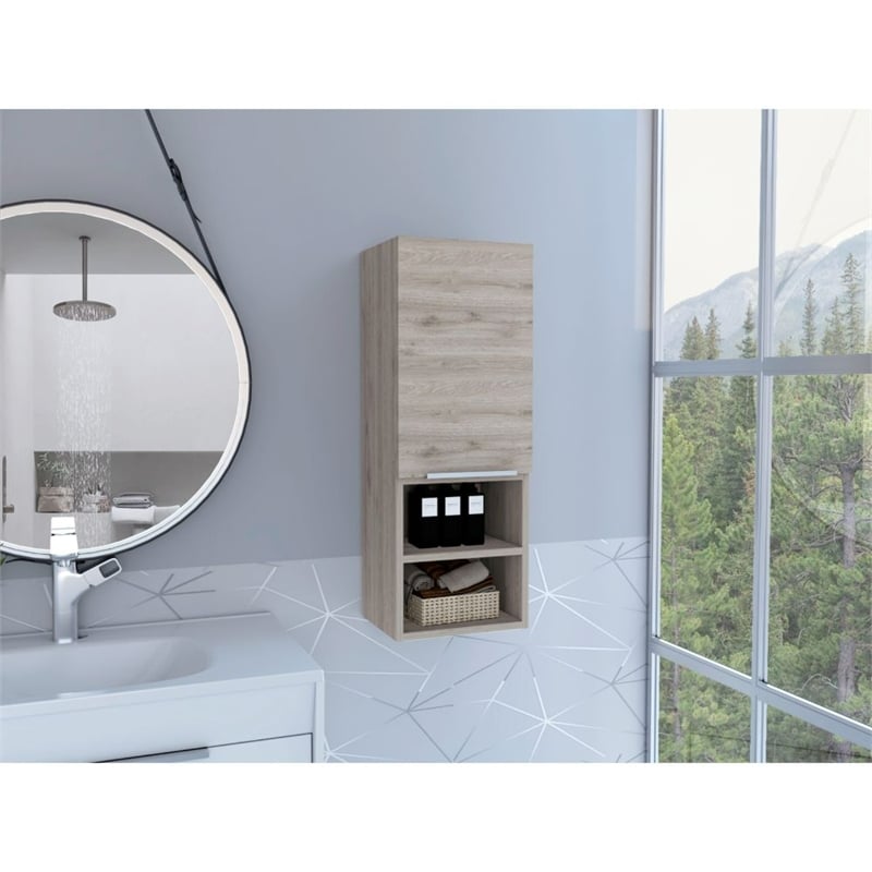 TUHOME Mila Bathroom Cabinet - Light Gray - Material Engineered Wood