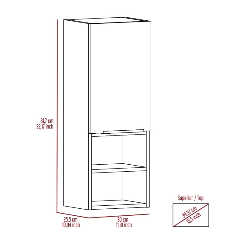 TUHOME Mila Bathroom Cabinet - Light Gray - Material Engineered Wood