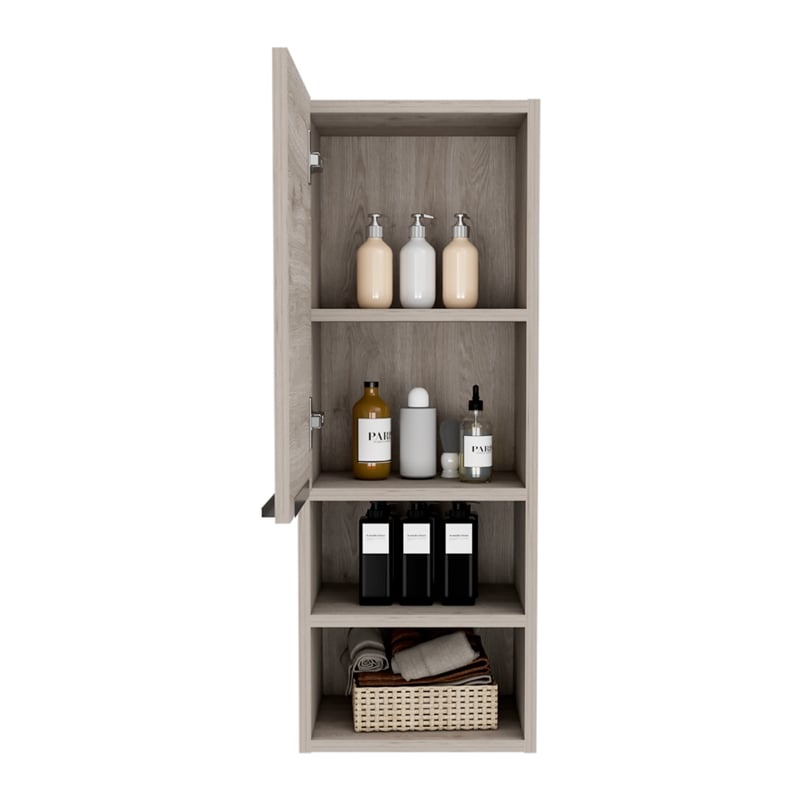 TUHOME Mila Bathroom Cabinet - Light Gray - Material Engineered Wood