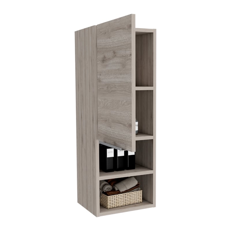 TUHOME Mila Bathroom Cabinet - Light Gray - Material Engineered Wood