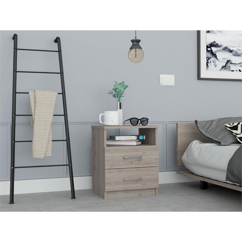TUHOME Napoles Night Stand - Light Gray  Engineered Wood - For Bedroom