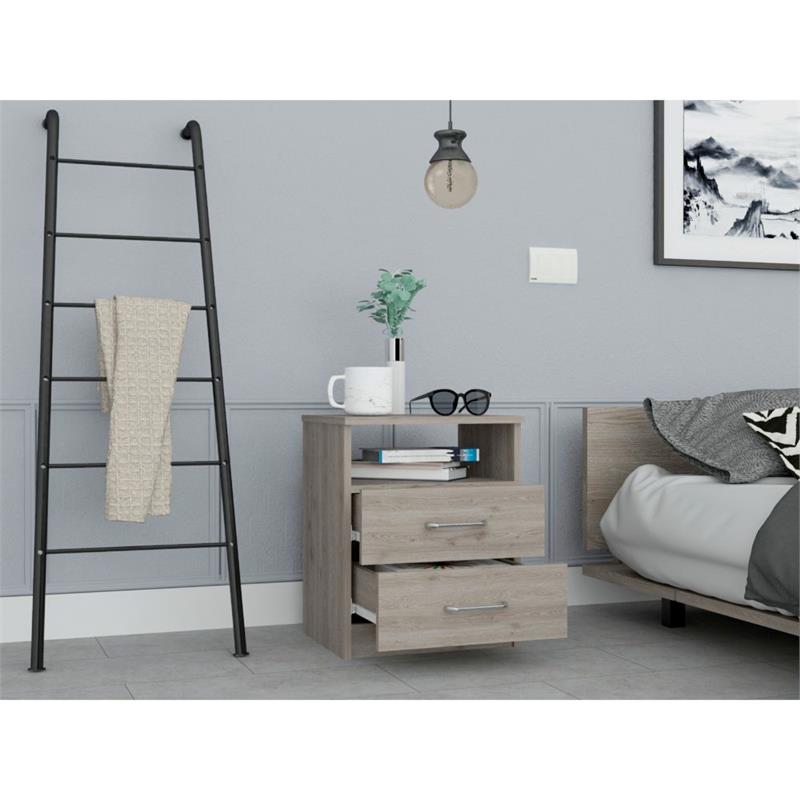TUHOME Napoles Night Stand - Light Gray  Engineered Wood - For Bedroom