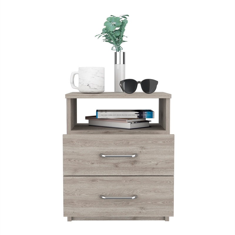 TUHOME Napoles Night Stand - Light Gray  Engineered Wood - For Bedroom