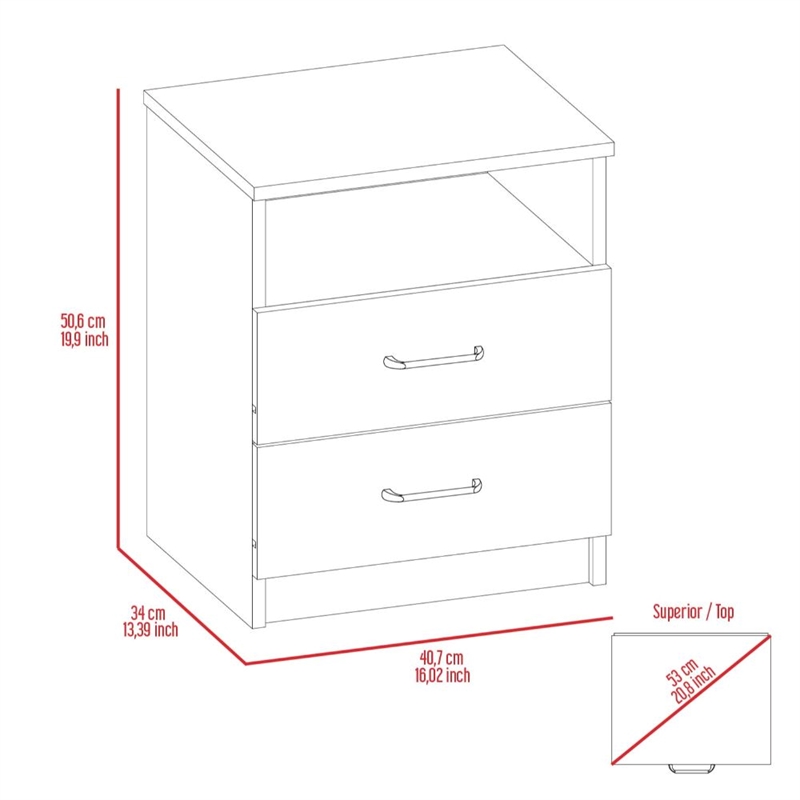 TUHOME Napoles Night Stand - Light Gray  Engineered Wood - For Bedroom